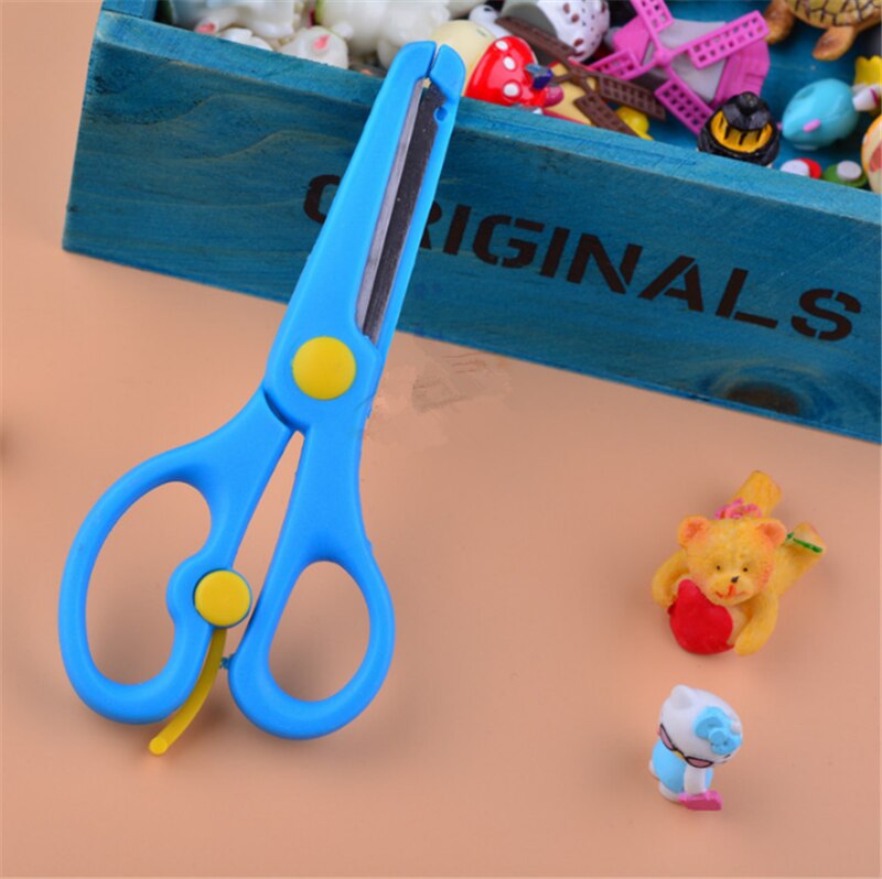 1Set DIY Cute Kawaii Plastic Scissors For Paper Cutter Scrapbooking Kids Office School Supplies Korean Stationery Supplies: Blue 1pcs