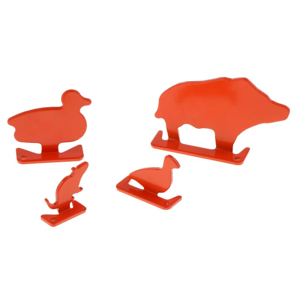 4Pcs Metalen Dier Doelen Set Schieten Plinking Doel Voor Fun Concurrentie En Praktijk Oranje