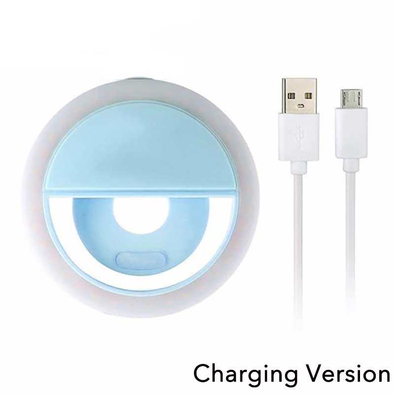 USB Charge Led Selfie Ring Light Mobile Phone Lens LED Selfie Lamp Ring for iPhone for Samsung Xiaomi Phone Selfie Light: Blue