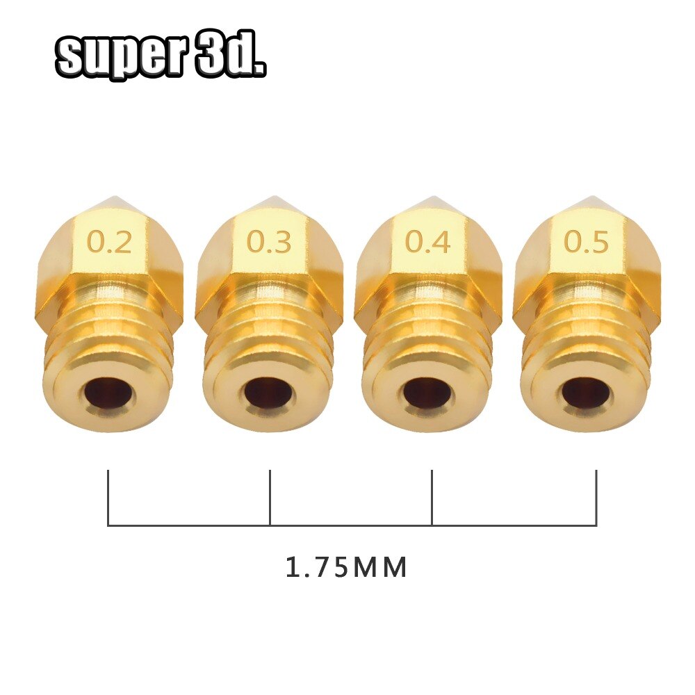 5 uds MK8 boquilla 1,75mm 3mm filamento 3D impresora extrusora boquilla para prosa i3 extrusor makerbot