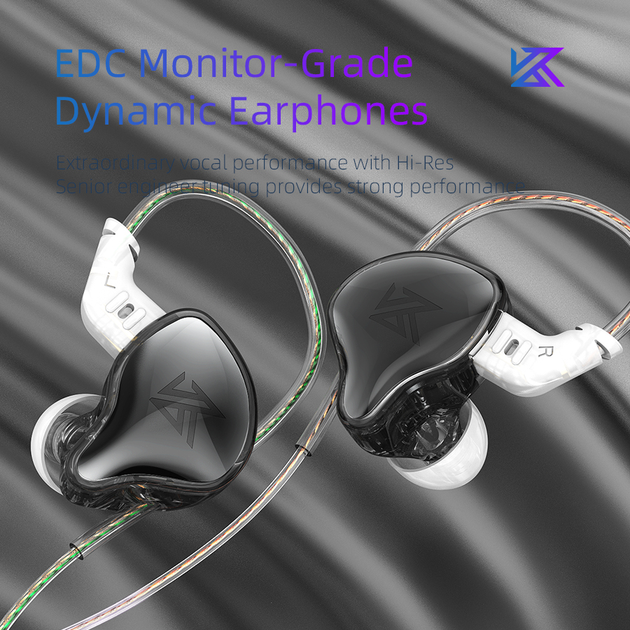 KZ EDC Earphones 1 Dynamic HIFI Bass Earbuds In Ear Monitor Headphones Sport Noise Cancelling Headse