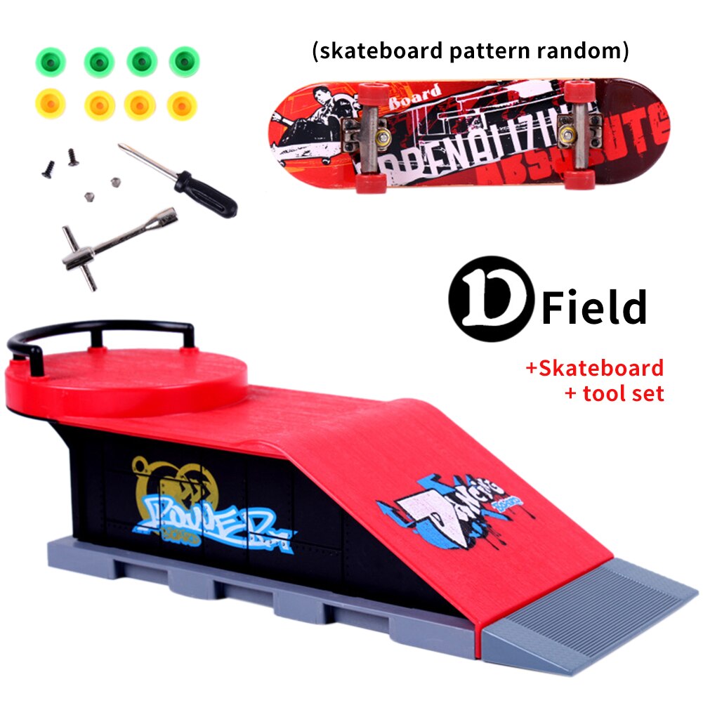Finger Skateboard Set - Mini Park Ramp Track - ABS Plastic - 28x11x18cm - Removable Deck