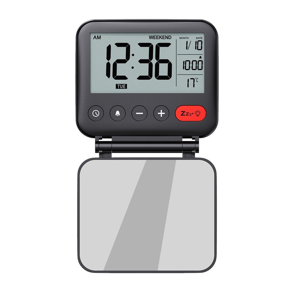 Folde rejse led digitalt vækkeur elektronisk desktop ure temperatur rejse elektronisk mini ur snooze funktion: Default Title