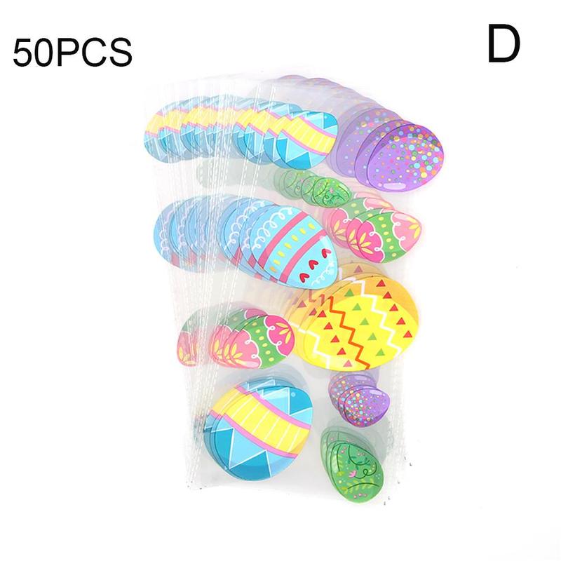 Easter Party Decorations 50Pcs Cartoon Animal Candy Bird/Eggs/Bunny For Easter Cookies Plastic Bags Cake Packagin Z9P0: D
