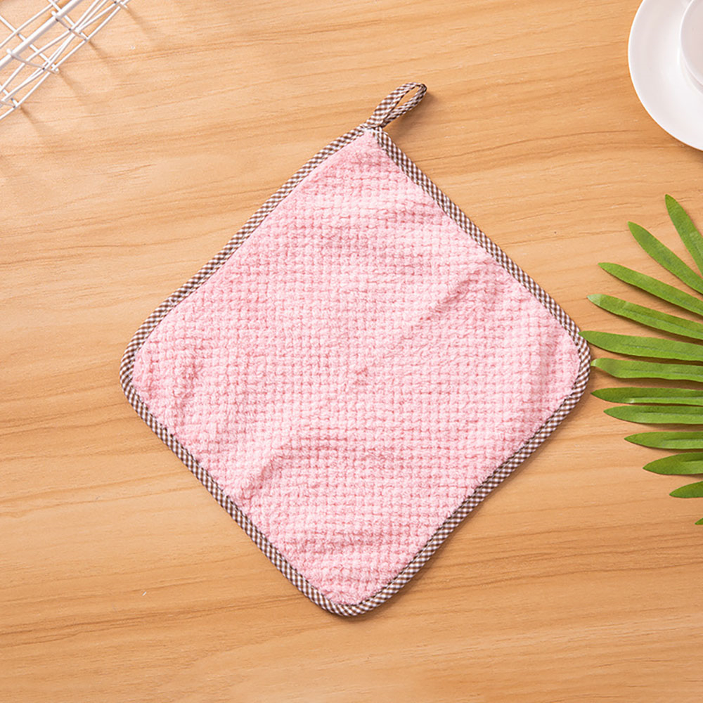 1/3/5PCS Dishcloths Water Absorbable Rag Glass Kitchen Microfiber Coral Fleece Cleaning Cloth Wipes: pink / 5pcs