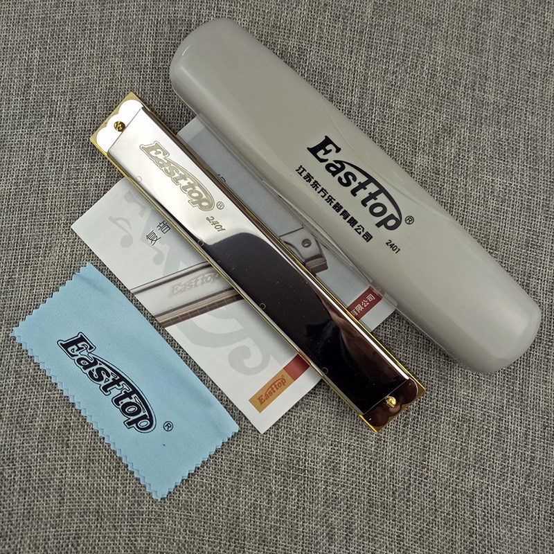 Easttop Tremolo Harmonica - 24 Hole C Key - 25 Keys - Resin Body - Chrome Plated Cover