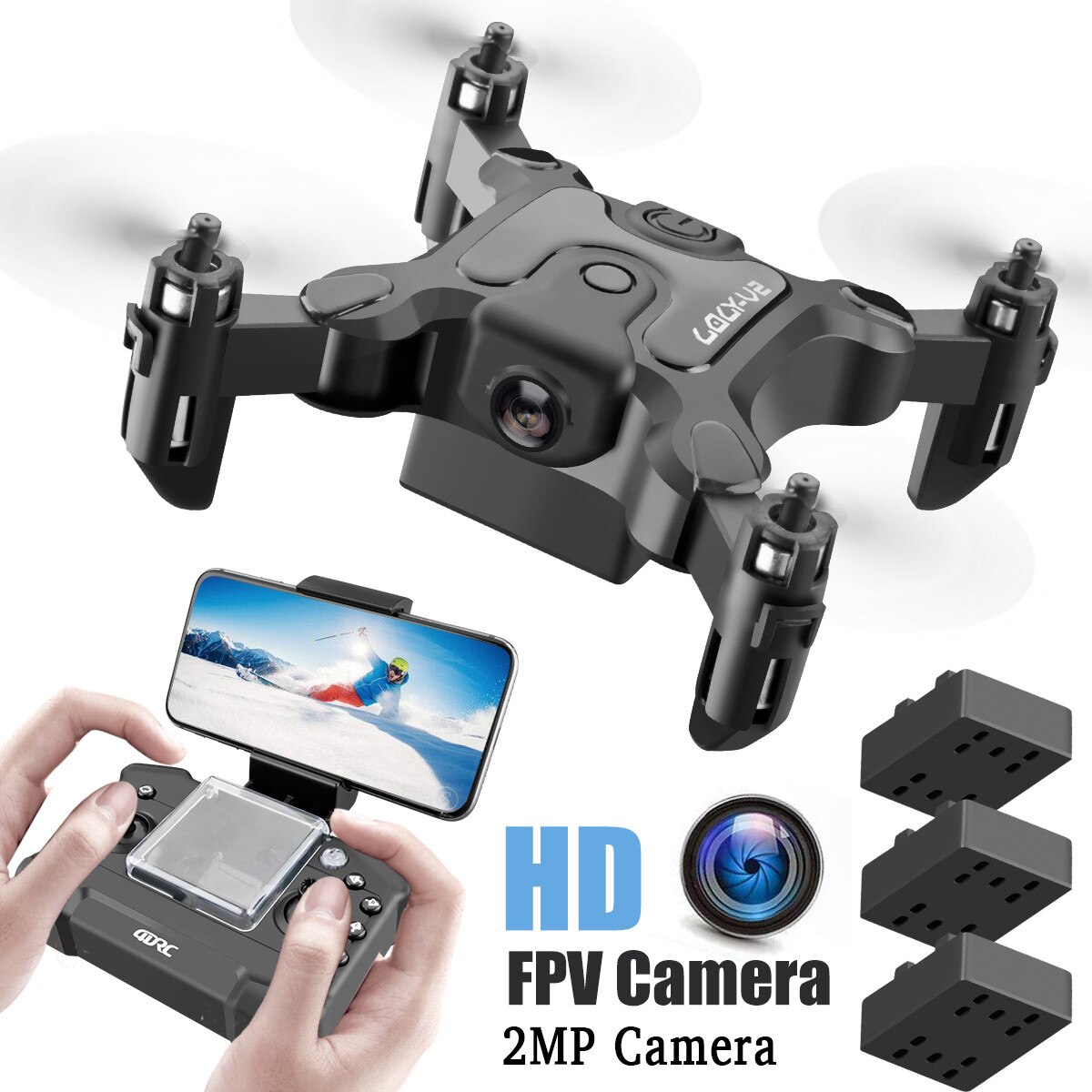 KaKBeir Mini Drone HD Camera Hight Hold Mode RC Quadcopter RTF WiFi FPVQuadcopter Follow Me RC Helicopter Quadrocopter Kid': 2MP 3BA