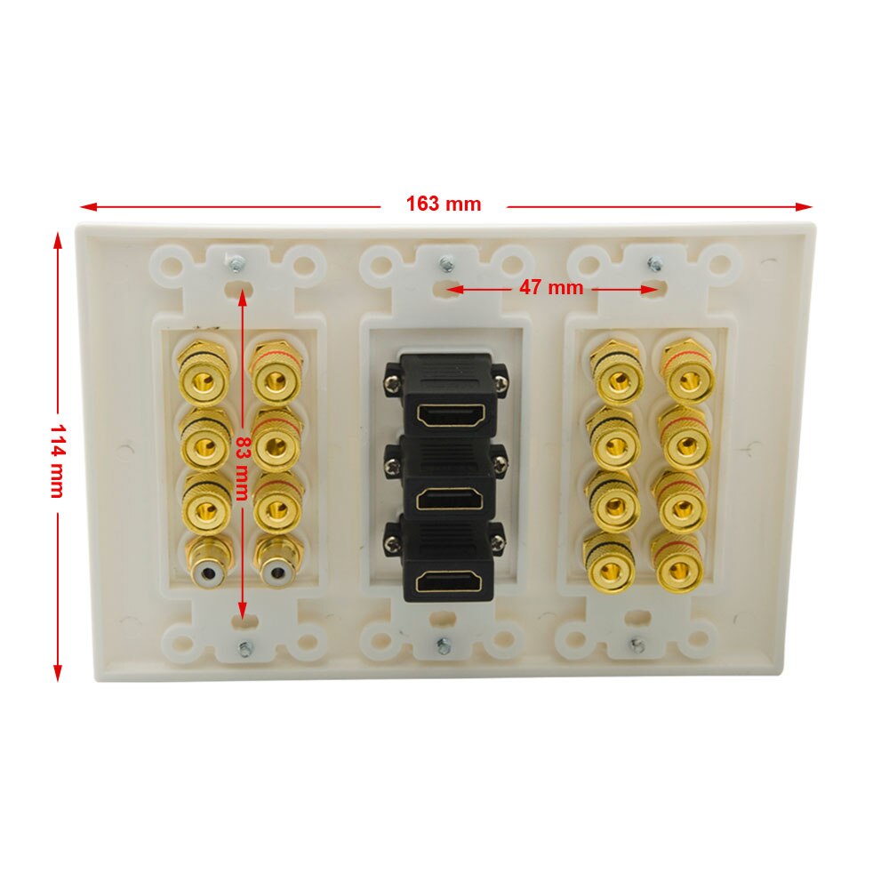 3 Gang Home Theater 6.1 7.1 7.2 8.2 9.0 Surround Sound Speaker Wall Plate With HDMI RCA Audio Banana Sound Box Face Plate
