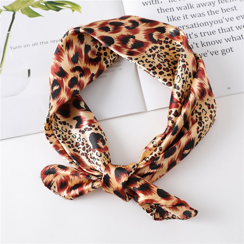 Leopard kvinder hår hals tørklæde silke firkantet halstørklæde taske tørklæder slips magert pandebånd print kvinde foulard bandana
