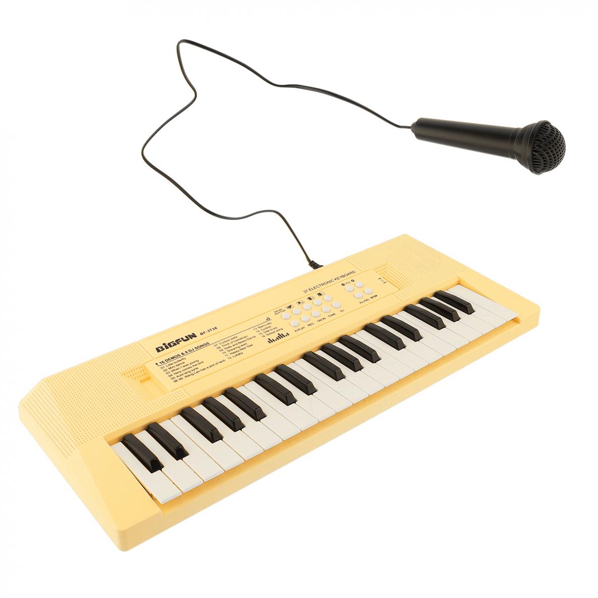 37 Keys Electronic Keyboard Piano Digital Music Key Board with Microphone Children Musical Enlightenment: YELLOW