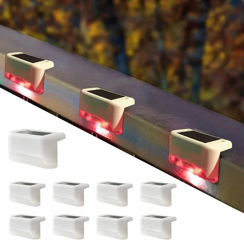Lampy solarne LED Ogród na zewnątrz Balkon Klatka schodowa Ogrodzenie Balustrada Światła Dziedziniec Wodoodporne słoneczne zewnętrzne dekoracyjne kinkiety: Różowy
