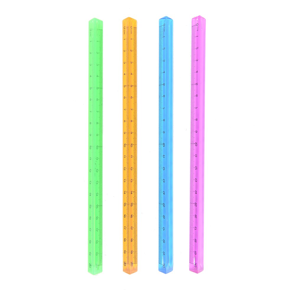 1 pcs Colorful Aluminum Triangular Scale Ruler Synthetic Quartz Metal Scale Regua Desenho 20cm