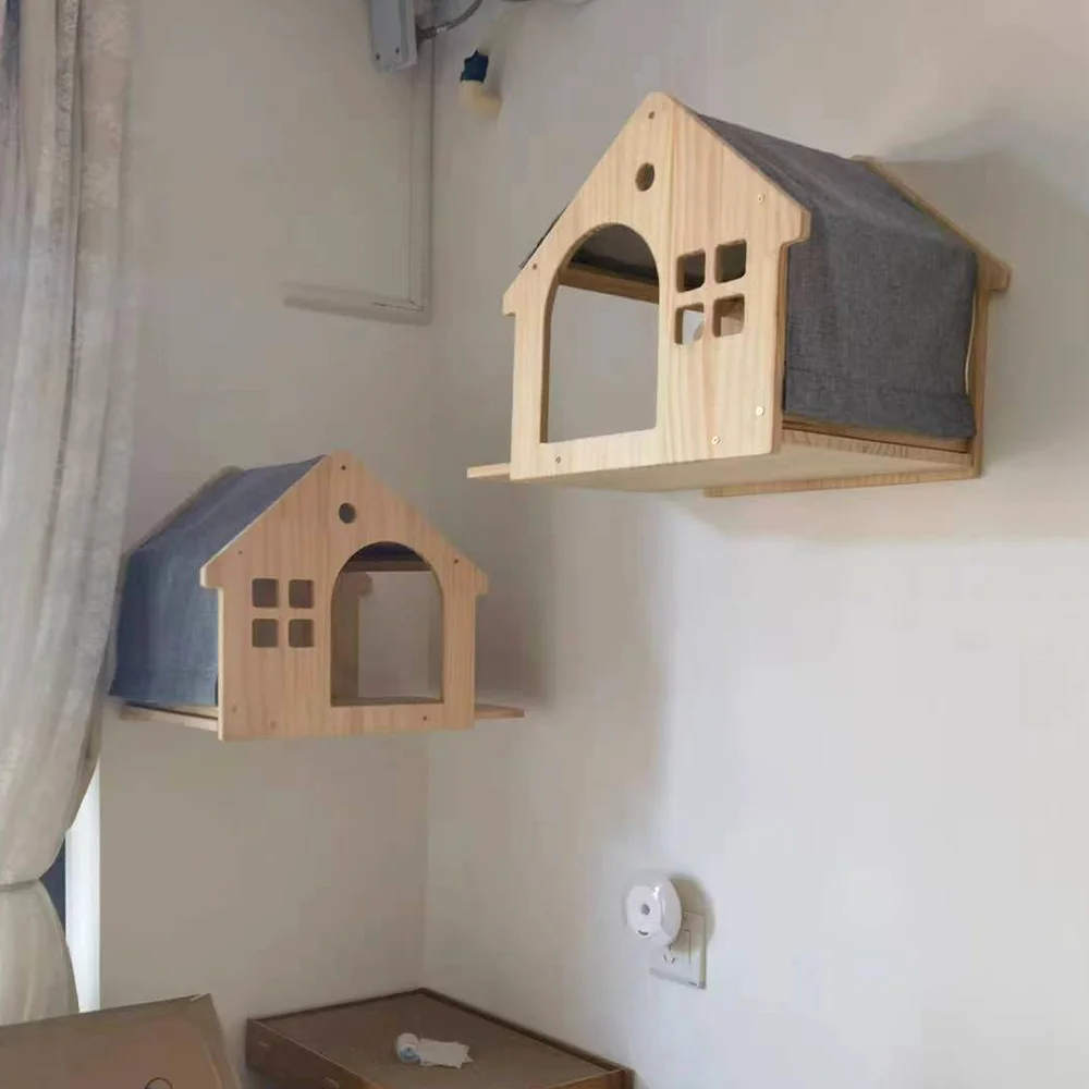 Cat Climbing Shelves Wall Mounted Cat Tree Sisal Scratching Post Cats Hammock House Jumping Platform Rope Ladder Pet Furniture