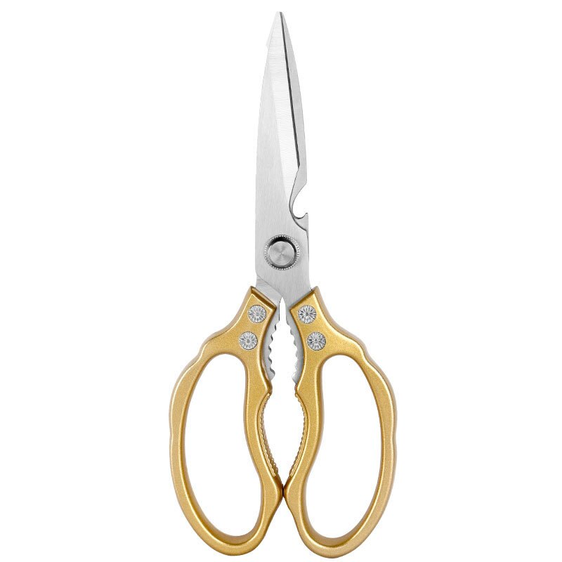 Tijeras doradas de aleación de aluminio, tijeras de cocina multifunción de acero inoxidable, abridor de botella de Cascanueces, utensilios domésticos de cocina G