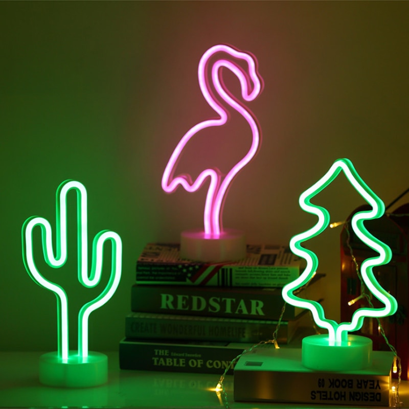 Regenboog Led Neon Light Teken Xmas Party Bruiloft Decoraties Kinderkamer Home Decor Flamingo Maan Eenhoorn Neon Lamp