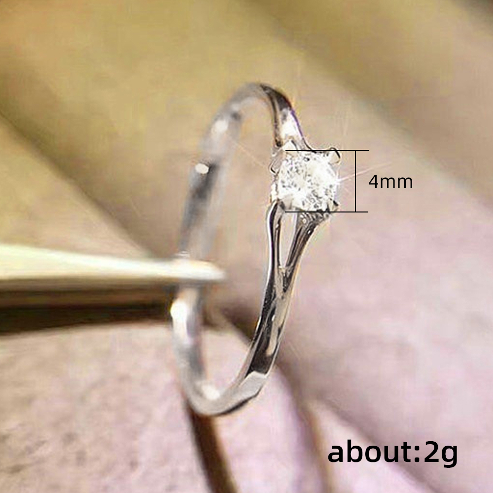 Huitan Minimalist Women's Wedding Rings with 4MM Cubic Zirconia Simple Female Finger Accessory Engagement Bands Jewelry
