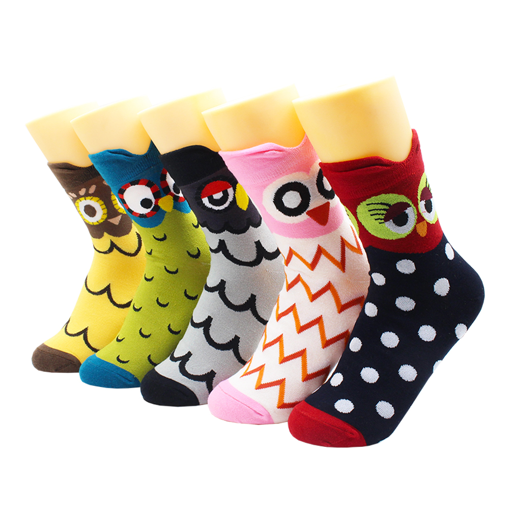 5 Pairs Harajuku Hip-Hop Animal Print Cotton Women Socks Korean Kawaii Cute Cartoon Cat Dog Duck Girl Socks: black
