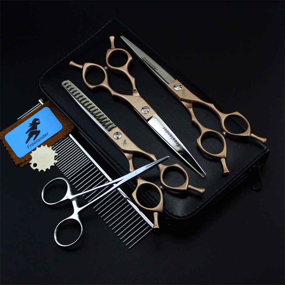 Tijeras profesionales para mascotas de 6,5 pulgadas, de , Japan 440C, para acicalamiento de perros, tijeras rectas y curvadas + peine