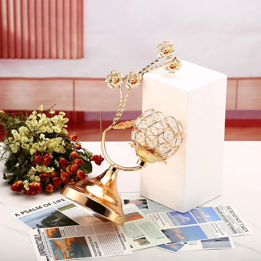 1 portavelas de cristal dorado, candelabro de hierro, candelabro pequeño Vintage en forma de flor para mesa, decoración del hogar, boda Shilajit