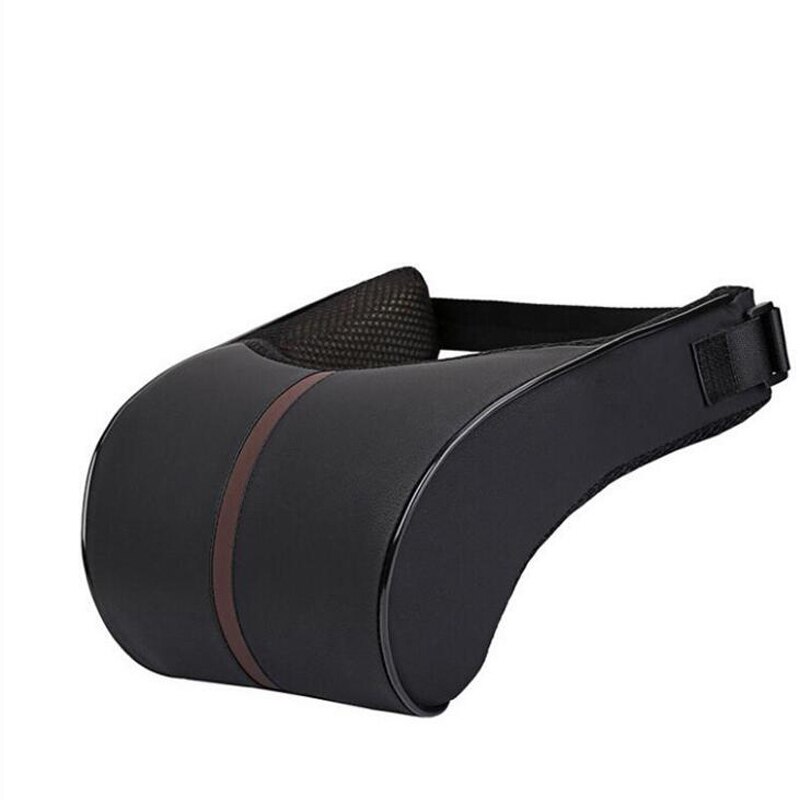 PU Leather Auto Car Neck Pillow Memory Foam car pillow Neck Rest Seat Headrest Cushion Pad: black