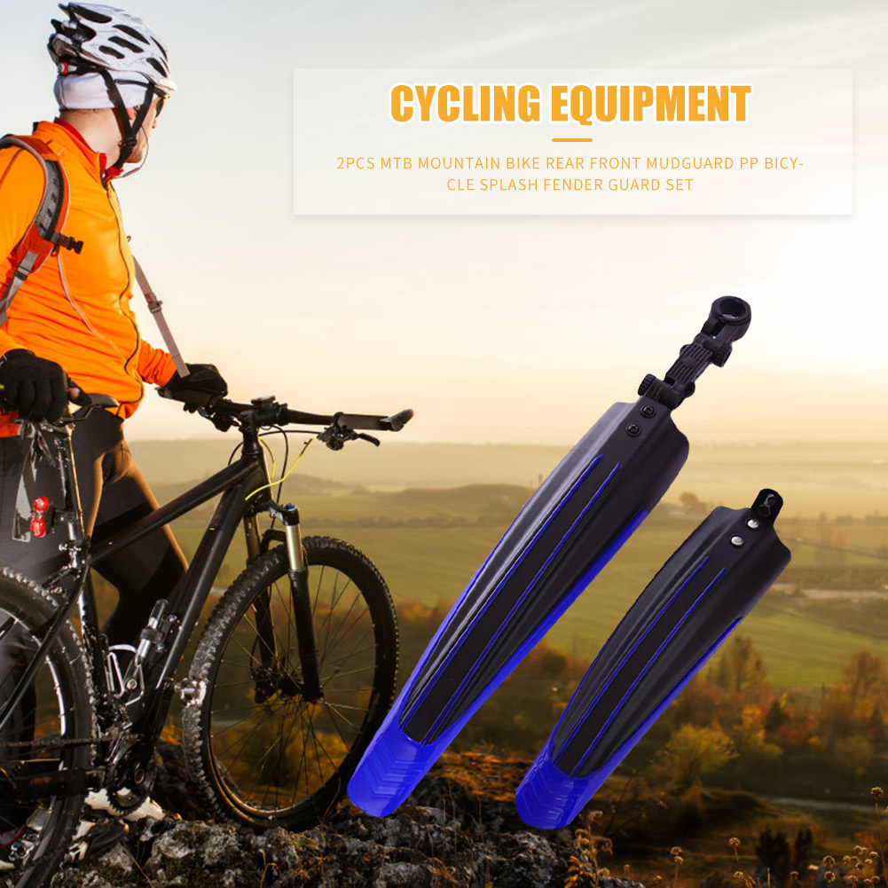 2pcs PP Plastic Bicycle Splash Fender Guard Set Mountain Bike Rear Front Mudguard Riding Accessories for 20/22/24/26 inch