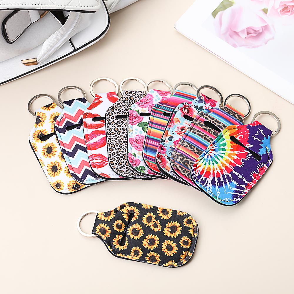 Empty Travel Bottle Keychain Holder Refillable Containers Reusable Bottles with Keychain Carriers 30 ml Flip Cap Bottle Cover