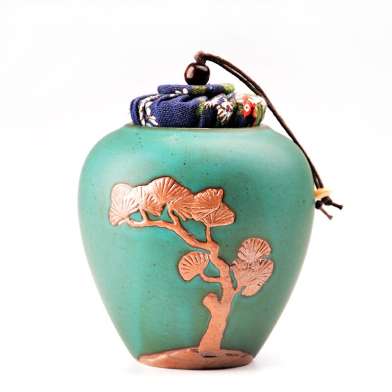 Manuelle Retro Groben Keramik Tee Relief Cypress Keramik Versiegelt S Cha Cang Chu Cha Guan Keramik Glas Tee Lagerung Tee container