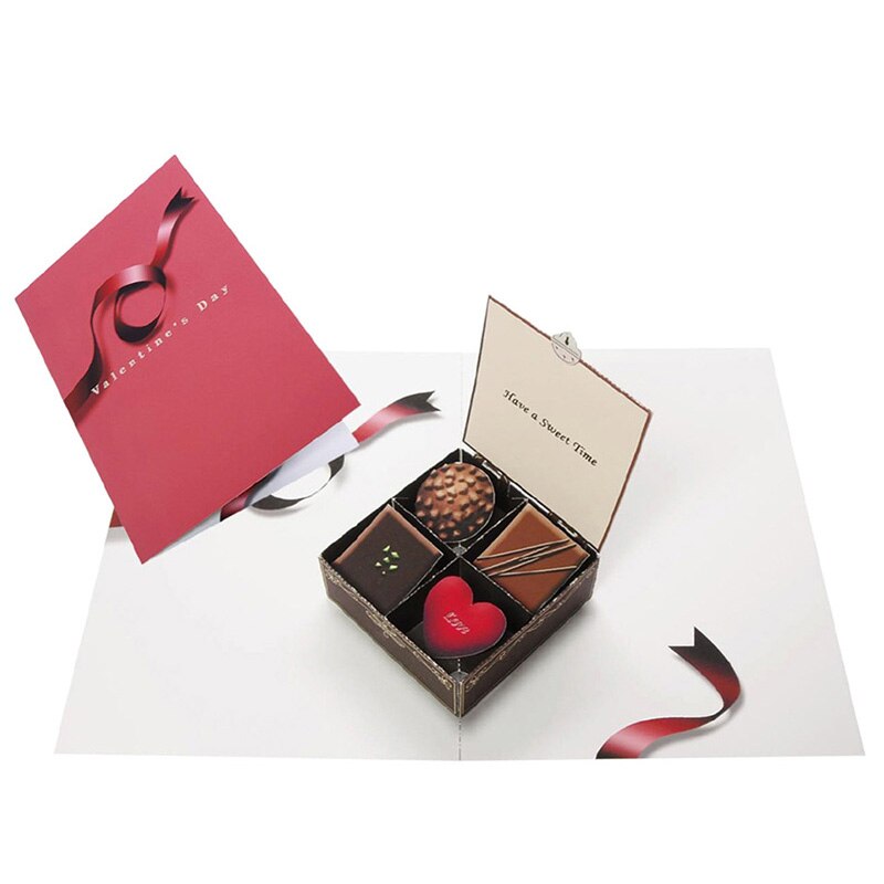 DIY Pop-up Card Chocolate-box,Handmade 3D Anniversary Greeting Card Paper Model,Postcard Invitation Papercraft,Craft ER-109