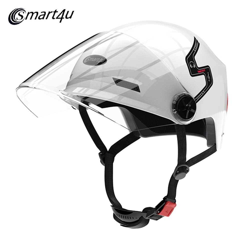 Smart4u E10 Waterproof Smart Bike Helmet Removable Mask Bluetooth Speaker USB Charging Motorcycle Bicycle Cycling Helmets: White