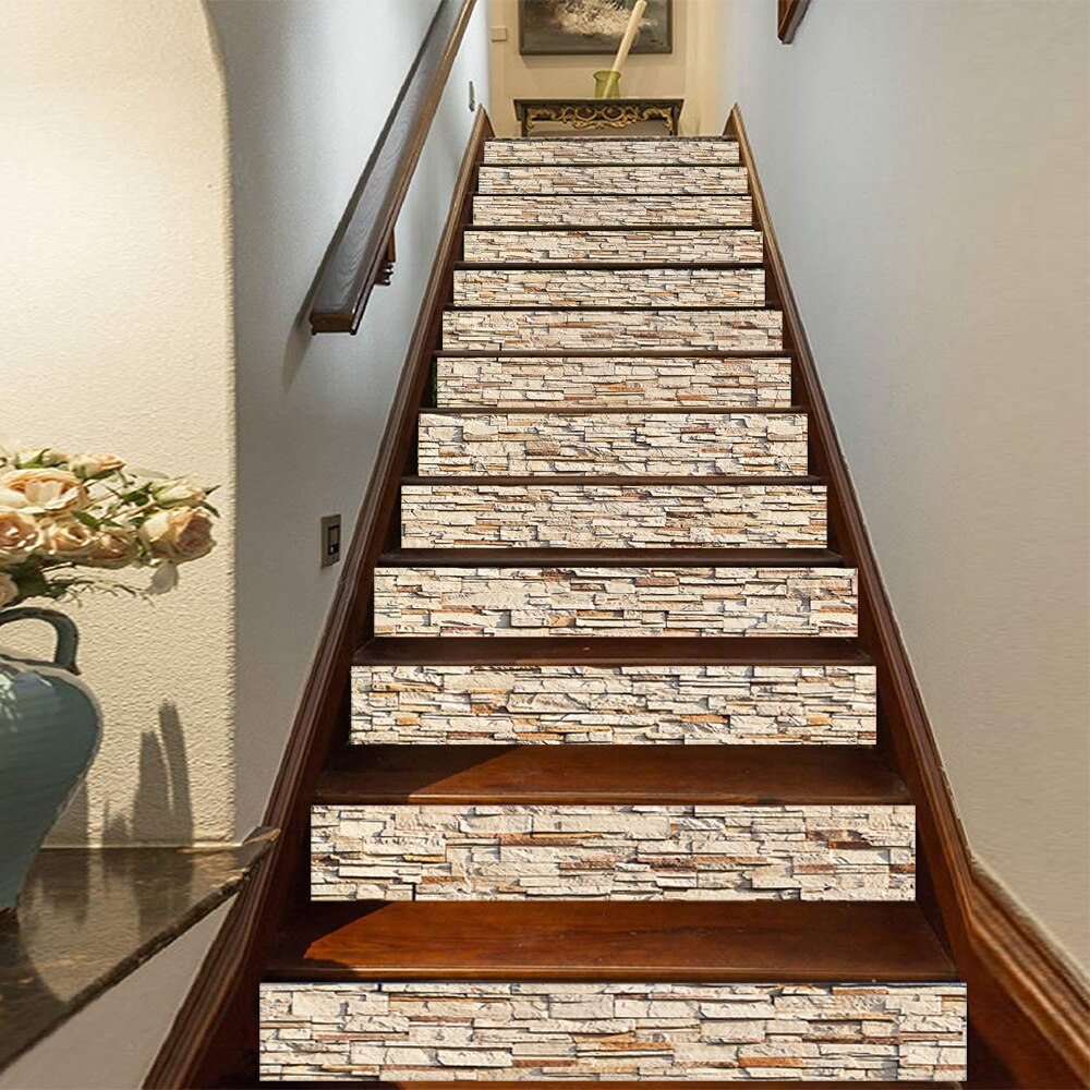 13 Pcs/set Simulated Rock PVC Stair Stickers Stairs Cover Wall Sticker Home Decor DIY Renew Decoration