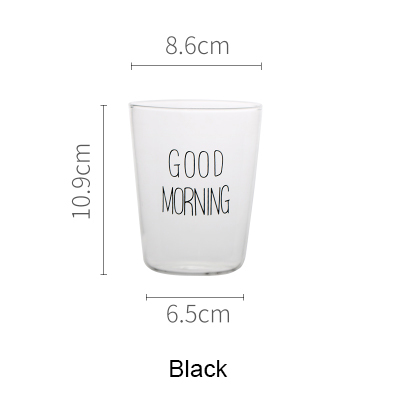 Glas god morgen sort hvid mælk morgenmad kop varmebestandigt drikkevare: Sort kop