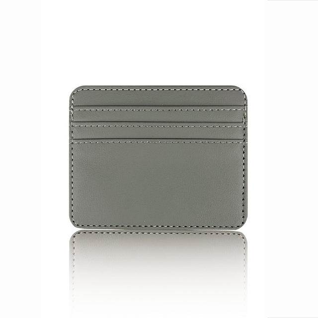 4-Kaart Multicolor Kaarthouder Unisex Wallet Slim Pu Leather Credit Card Id Card Cover Portable Container Purse vrouwen Mannen: Grey