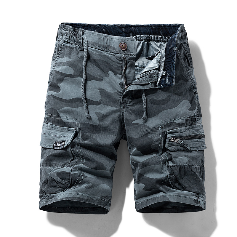 Nuevos pantalones cortos de camuflaje Cargo de algodón de verano para hombre, ropa informal para hombre, Bermudas para correr en la playa, pantalones cortos para hombre, triangulación de envíos: 36 / Azul