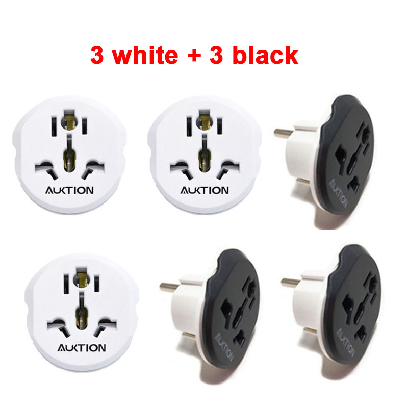 Auktion 16a universell eu omformer adapter 100v-250v oss au cn til eu kontor reise lader vegg stikkontakt med hjem: 6 stk hvit svart