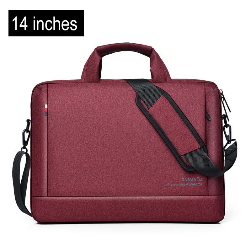 Unisex Oxford Aktentasche Laptop Taschen Business Büro Handtaschen Dokumente Lagerung Tasche Einfarbig Wasserdichte Reisetaschen XA755ZC: 14inch Red