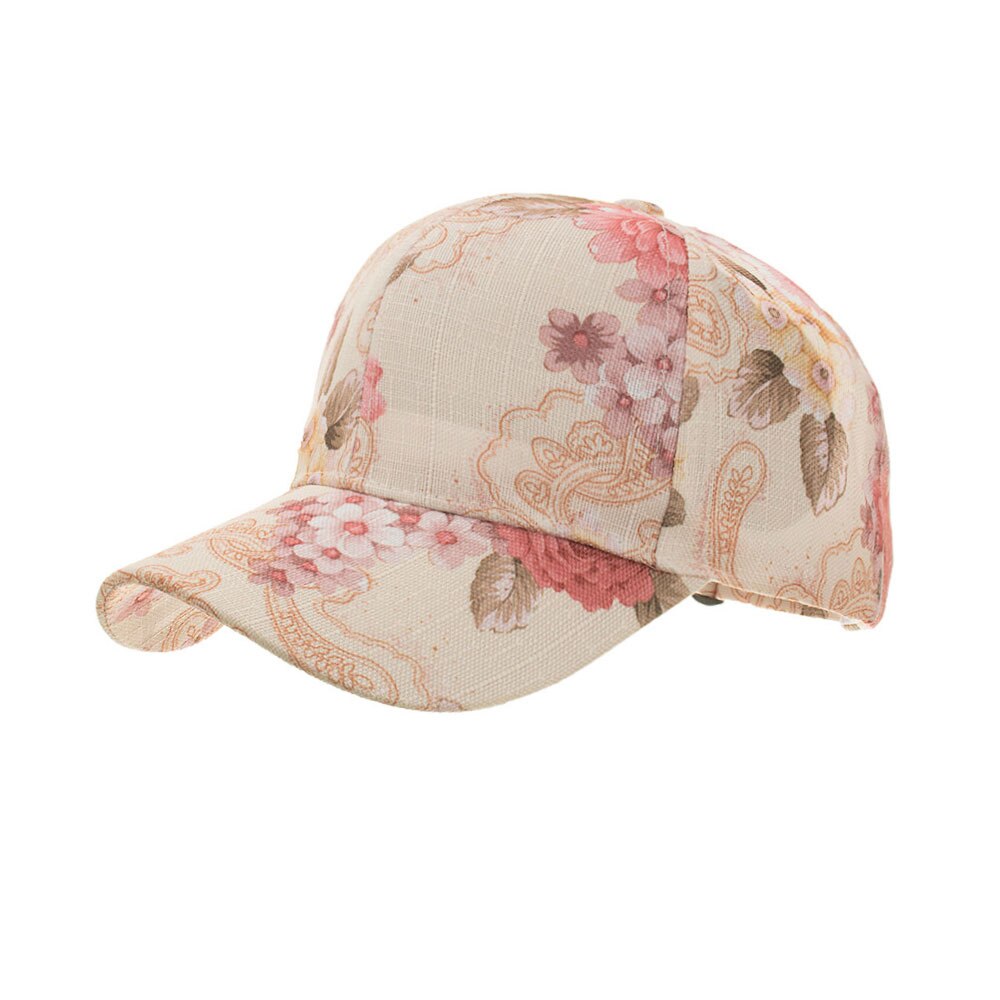 Joymay mesh baseball cap kvinder blomster snapback sommer mesh hatte afslappet justerbare hætter accepteret  b554: Beige