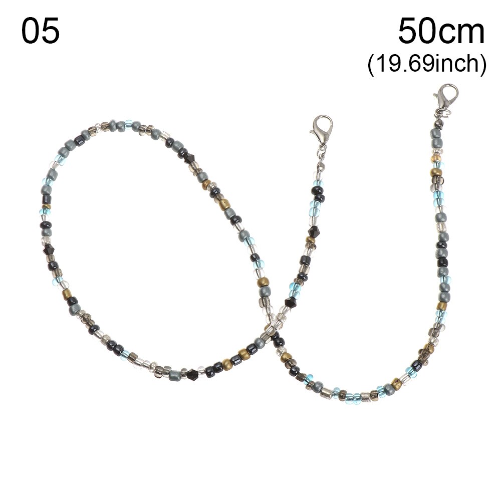 Telefoonkoorden met kralen van acryl, gezichtsmasker, anti-verliesketting, brillenkoord, nekkoordhouder, antislipaccessoires: 50 cm kleuren 5