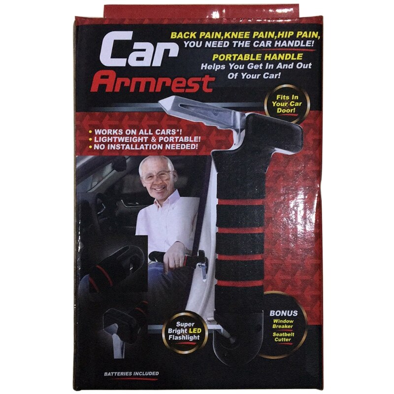 4 in 1 Elderly Car Assist Handle Cane Portable Standing Mobility LED Flashlight