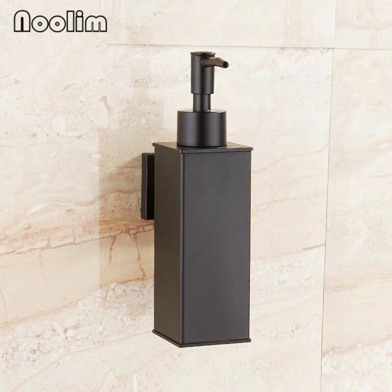 Wall-mounted Stainless Steel Gold Plated Liquid Soap Dispenser Hand Sanitizer Bottle Shower Gel Shampoo Squeeze For Bathroom: Black A
