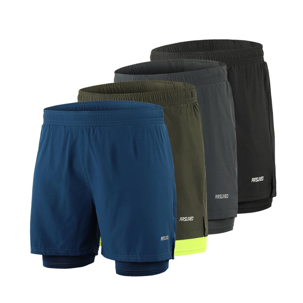 ARSUXEO Herren 2-in-1 Laufshorts - Schnelltrocknend - Trainingsshorts mit Innenhose