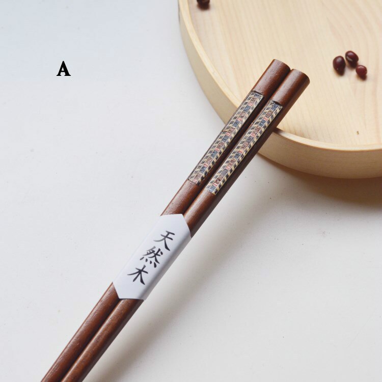 1 Pair Japanese chopsticks Iron Wood Non-Slip Sushi Food Chop Sticks Set Chinese palillos japoneses reusable: A