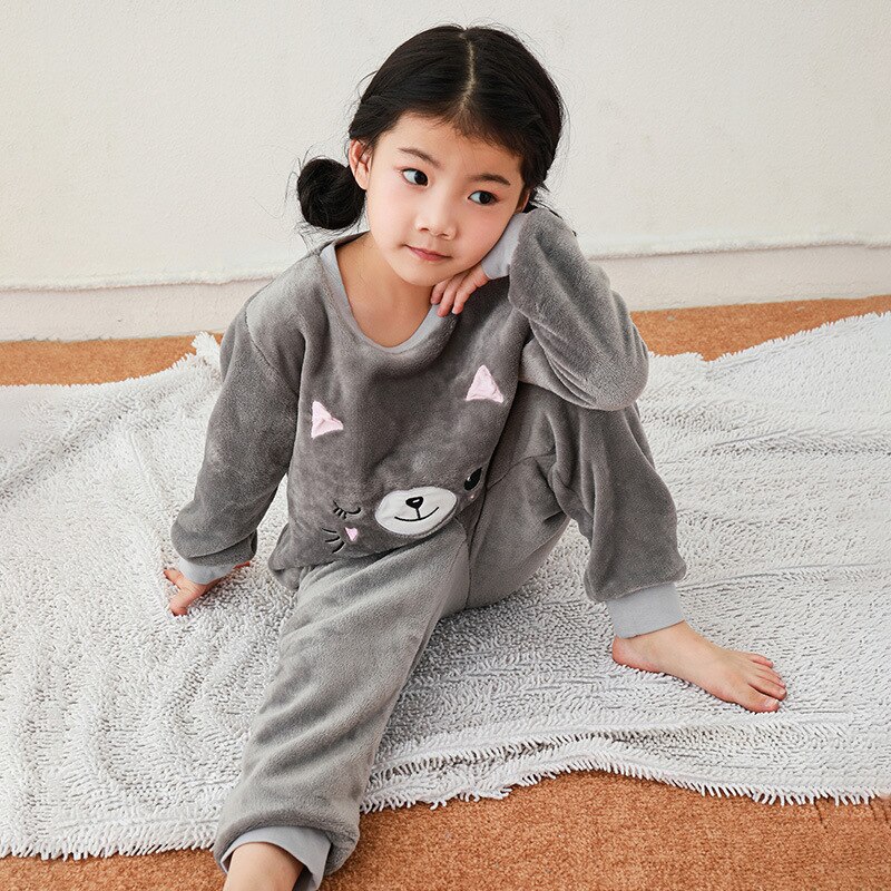 Kinderkleding pak jongens meisjes herfst winter flanellen pyjama voor kinderen meisje cartoon nachtkleding pak meisjes koraal fleece kleding