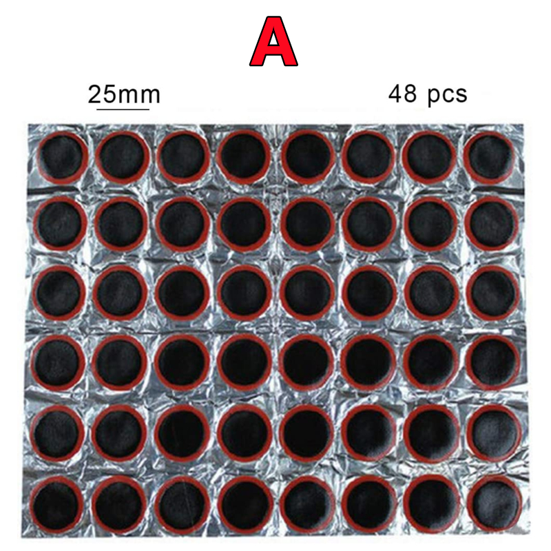 96/48PCS Rubber Puncture Patches Bicycle Tire Tyre Tube Repair Cycle Patch Kit No Glue Bicycle Inner Tube Puncture Repair Tools: WHITE