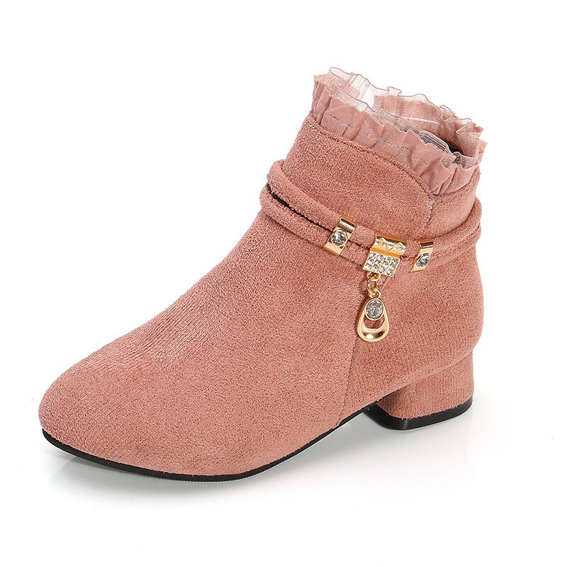 Chaussures princesse en dentelle à la cheville pour enfant, chaussures d'hiver pour fille 12 6 ans, à talons pour l'automne, bottes en cuir pour l'école