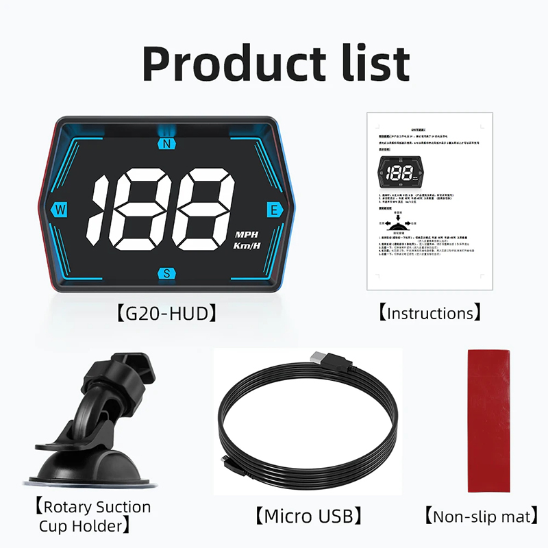 Xiaomi Hud Gps velocímetro Digital para coche pantalla frontal alarma de exceso de velocidad accesorios de brújula de velocidad electrodomésticos: Default Title