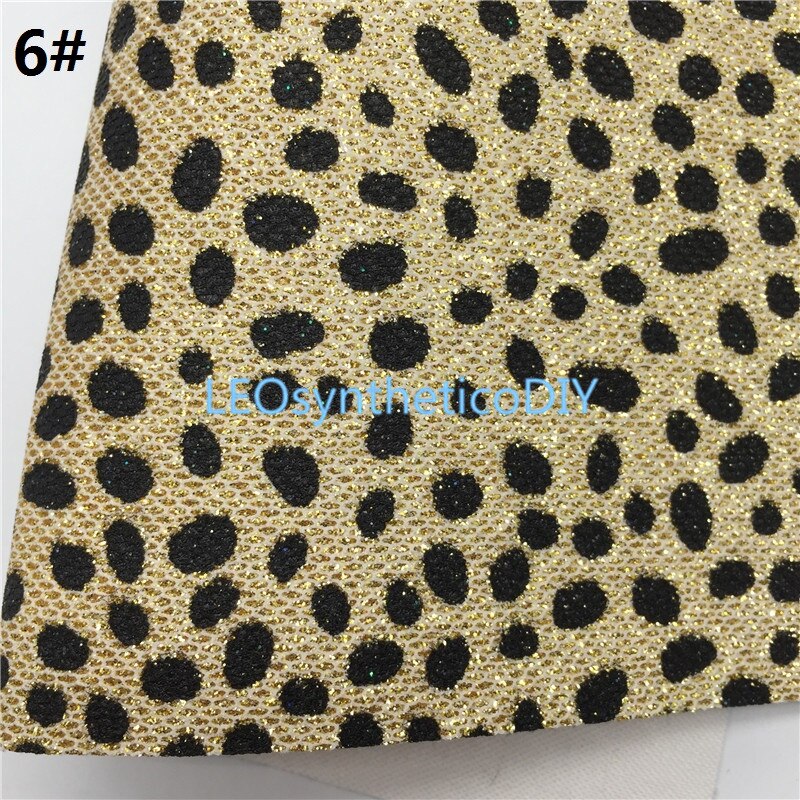 1PC 21X29CM Glitter Fabirc, Dots Printed Glitter Leather Sheets For Making Bows LEOsyntheticoDIY T433A