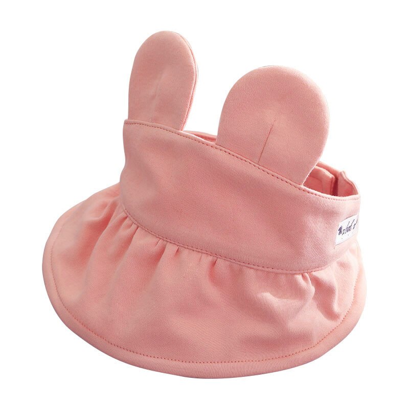 Chapeau d&#39;été respirant pour bébé, mignon, oreilles de lapin, à pois, pour enfants, garçon et fille, haut vide de plage, grand avant-toit, casquette de soleil réglable: pink