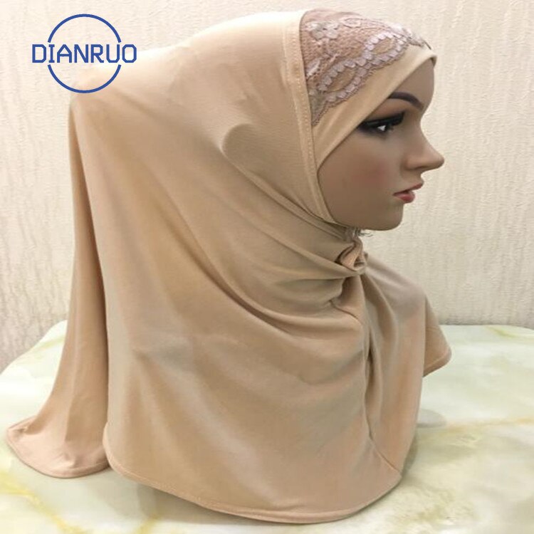DIANRUO 60X60CM Women Decorative Lace Scarf turban Solid Shawls Pleated Headband Hijab Muslim Wraps Scarves scarf N405