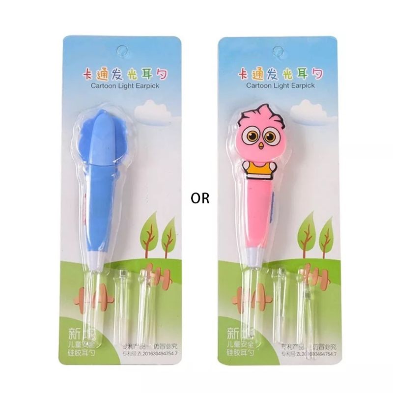 1Pc Cartoon Uil Lichtgevende Earpick Led Licht Oor Schoonmaken Lepel Baby Oorsmeer Verwijderen Veilig Tool Kids Verpleging