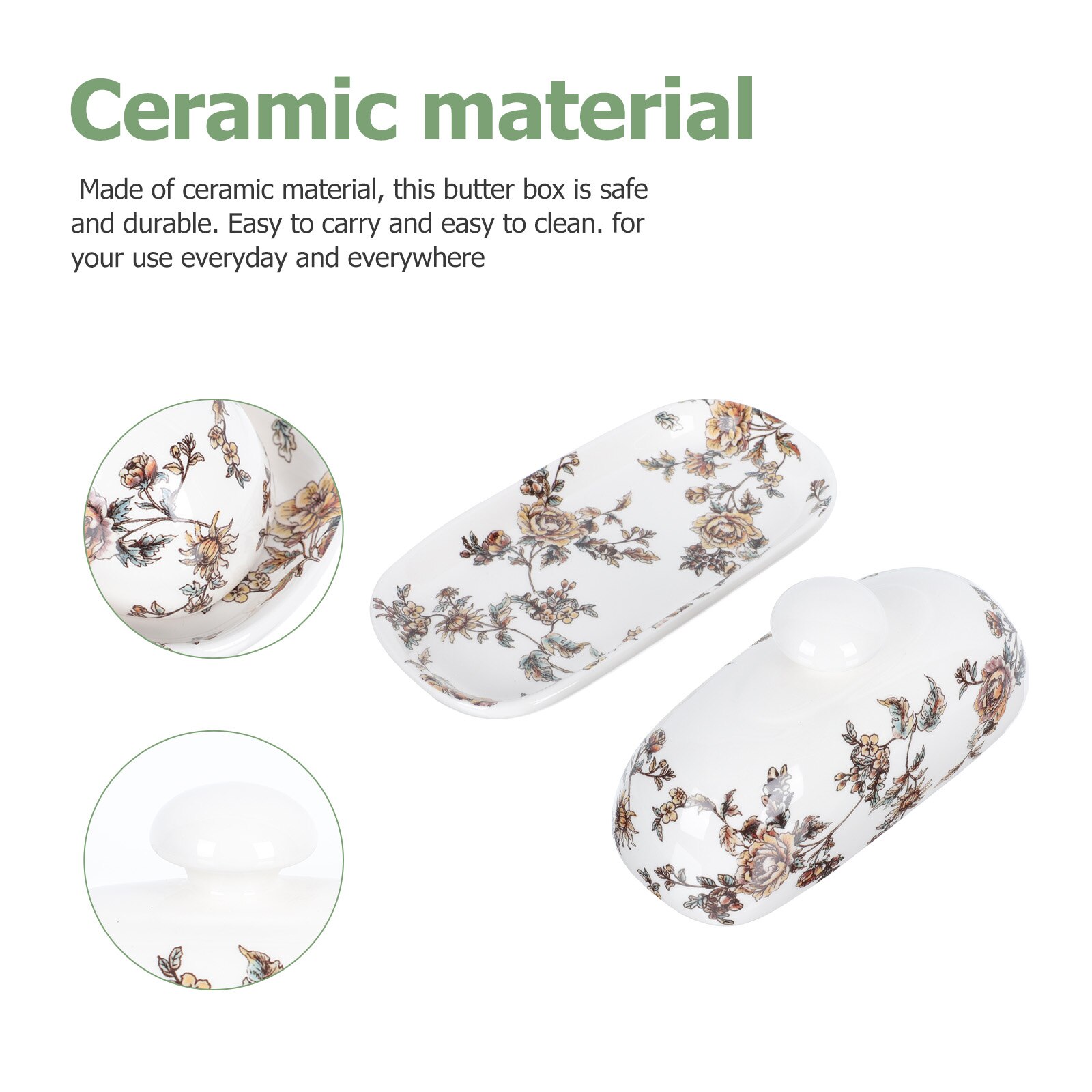 1pc Ceramic Dish Food Service Plate Butter Dish Cheese Box Food Dish